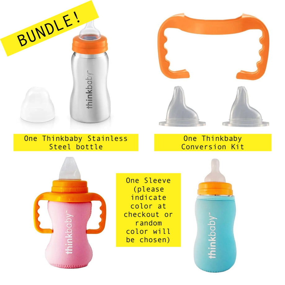 Thinkbaby Converts Sippy Cup or Bottle to Straw Thinkster (Orange) - Blossum